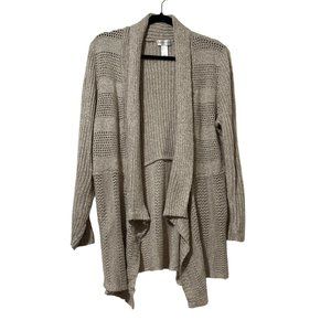 Christopher & Banks size XL beige multi knit open long sleeve cardigan